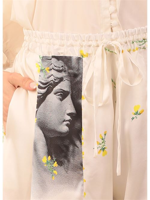 wide trousers in pure silk with broom print Laboratorio Capri | IRISGINESTRE